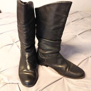 St John's Bay Black Leather Calf-High Boots